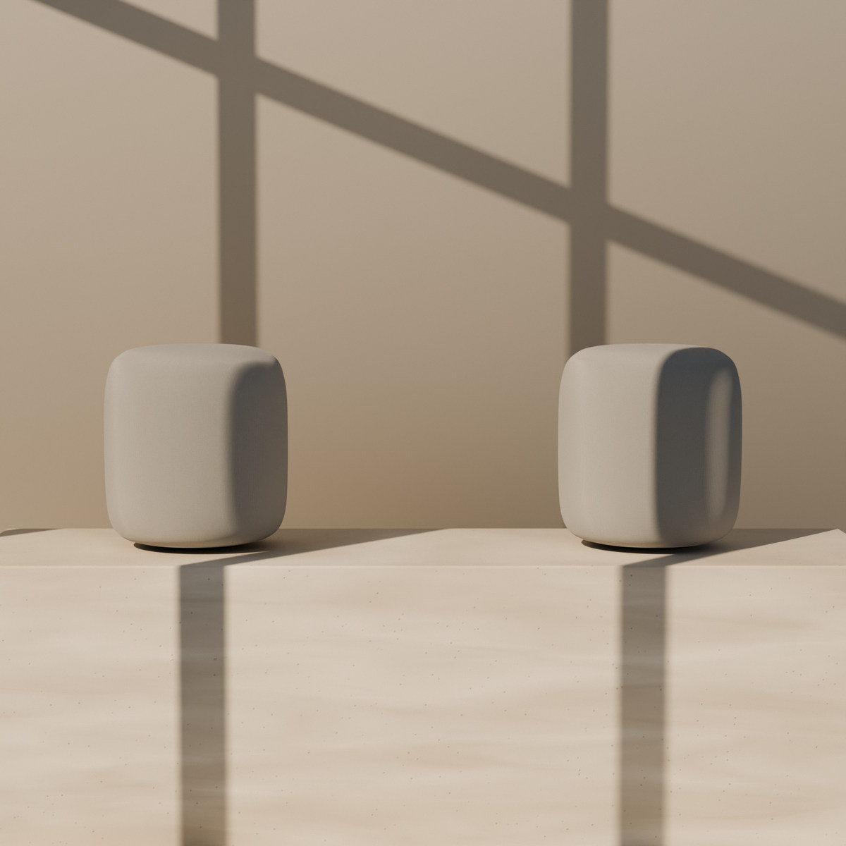 Two aaro one in Pearl side by side on a travertine bench